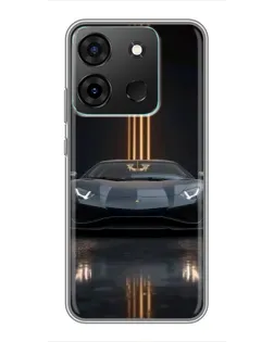 Чехол для Infinix Smart 7 с картинкой «Lamborghini золотые линии»