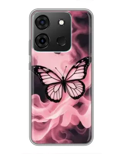 Чехол для Infinix Smart 7 с картинкой «Бабочка в дыму»