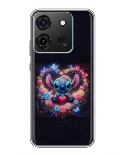 Чехол для Infinix Smart 7 с картинкой «Stitch в цветах»