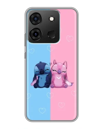 Чехол для Infinix Smart 7 с картинкой «Stitch и Angel Love»