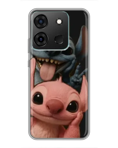 Чехол для Infinix Smart 7 с картинкой «Стич и Ангел»