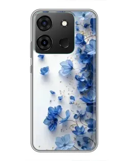 Чехол для Infinix Smart 7 с картинкой «Голубой цветочный каскад»