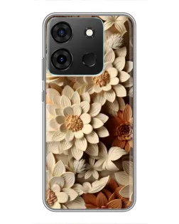 Чехол для Infinix Smart 7 с картинкой «Бежевый флористический декор»