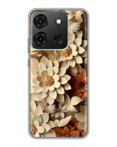 Чехол для Infinix Smart 7 с картинкой «Бежевый флористический декор»