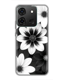 Чехол для Infinix Smart 7 с картинкой «Монохромные астры»