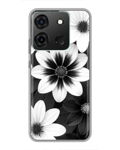 Чехол для Infinix Smart 7 с картинкой «Монохромные астры»