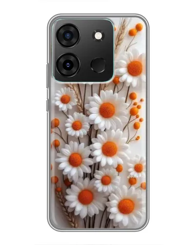 Чехол для Infinix Smart 7 с картинкой «Белые сухоцветы»