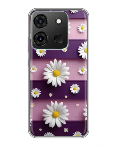 Чехол для Infinix Smart 7 с картинкой «Ромашки на фиолетовом»