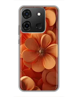 Чехол для Infinix Smart 7 с картинкой «Оранжевый макро цветок»