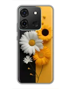 Чехол для Infinix Smart 7 с картинкой «Подсолнух и ромашка»