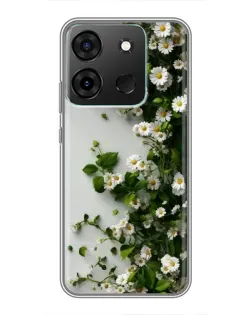 Чехол для Infinix Smart 7 с картинкой «Ветка мелких белых цветов»