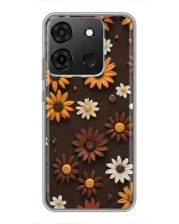 Чехол для Infinix Smart 7 с картинкой «Узор из маленьких подсолнухов»