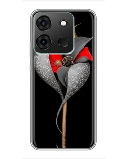 Чехол для Infinix Smart 7 с картинкой «Серебряный фантазийный цветок»
