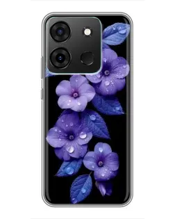 Чехол для Infinix Smart 7 с картинкой «Фиолетовые цветы с росою»
