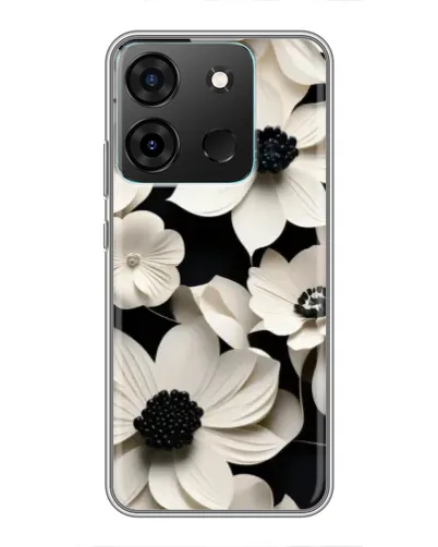 Чехол для Infinix Smart 7 с картинкой «Объемные белые цветы»