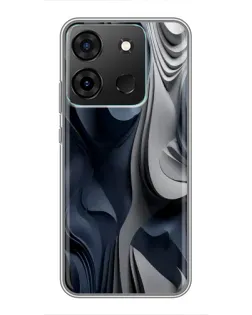 Чехол для Infinix Smart 7 с картинкой «Объемные синие складки»