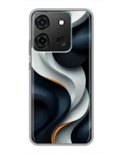 Чехол для Infinix Smart 7 с картинкой «Объемные черно-белые ленты»