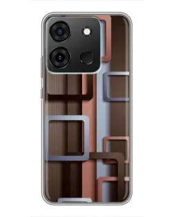 Чехол для Infinix Smart 7 с картинкой «Коричневые объемные квадраты»