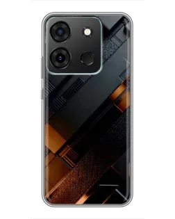 Чехол для Infinix Smart 7 с картинкой «Черные геометрические блоки»