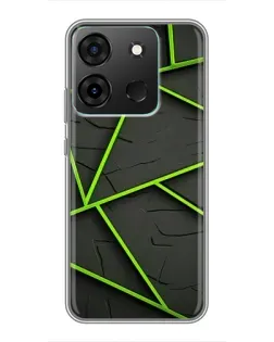 Чехол для Infinix Smart 7 с картинкой «Зеленые геометрические линии»