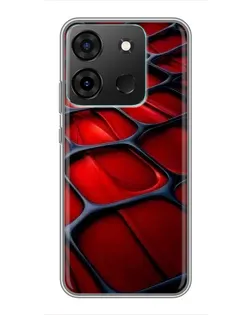 Чехол для Infinix Smart 7 с картинкой «Красная глянцевая сетка»