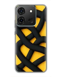 Чехол для Infinix Smart 7 с картинкой «Черное желтое переплетение»