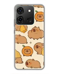 Чехол для Infinix Smart 7 с картинкой «Капибары с апельсинами»