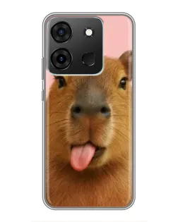 Чехол для Infinix Smart 7 с картинкой «Капибара с языком»