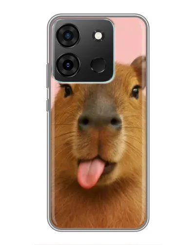 Чехол для Infinix Smart 7 с картинкой «Капибара с языком»