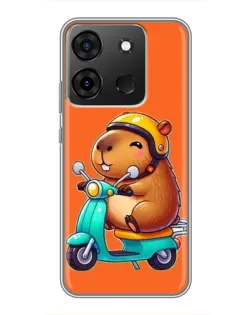 Чехол для Infinix Smart 7 с картинкой «Капибара на скутере»