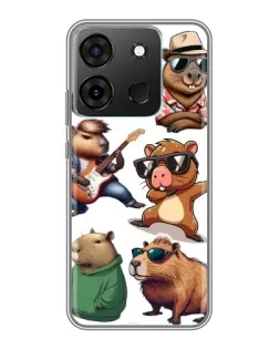 Чехол для Infinix Smart 7 с картинкой «Крутые капибары музыканты»