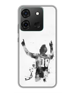 Чехол для Infinix Smart 7 с картинкой «Черно-белый силуэт Месси»