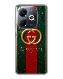 Чехол для Infinix Smart 8 Plus с картинкой «Gucci — фирменная полоса и золото»