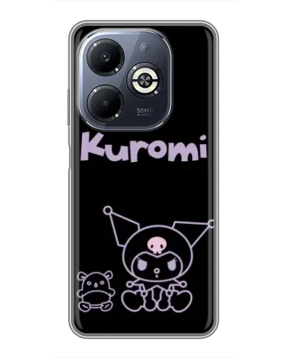 Чехол для Infinix Smart 8 Plus с картинкой «Kuromi — черный минимализм»