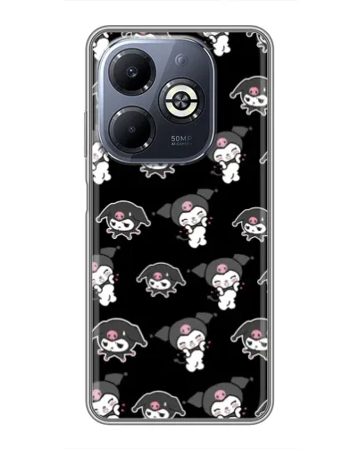Чехол для Infinix Smart 8 Plus с картинкой «Черный паттерн Kuromi»
