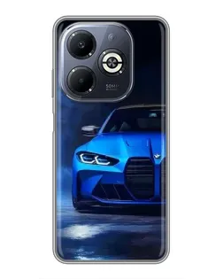 Чехол для Infinix Smart 8 Plus с картинкой «Голубая BMW M4»