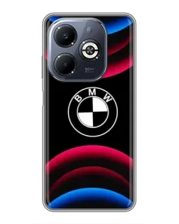 Чехол для Infinix Smart 8 Plus с картинкой «Логотип BMW и неоновые дуги»