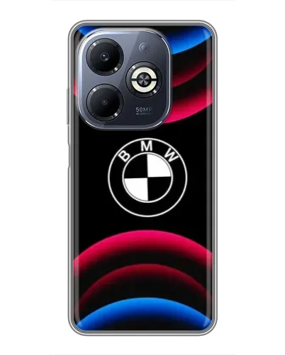 Чехол для Infinix Smart 8 Plus с картинкой «Логотип BMW и неоновые дуги»