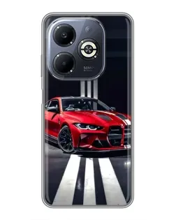 Чехол для Infinix Smart 8 Plus с картинкой «Красная BMW на дороге»