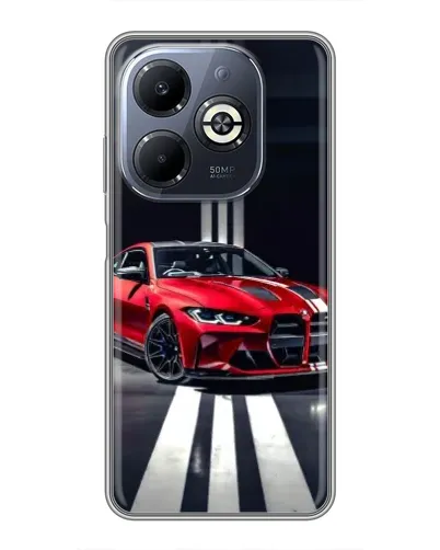 Чехол для Infinix Smart 8 Plus с картинкой «Красная BMW на дороге»