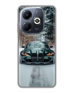 Чехол для Infinix Smart 8 Plus с картинкой «BMW в зимнем лесу»