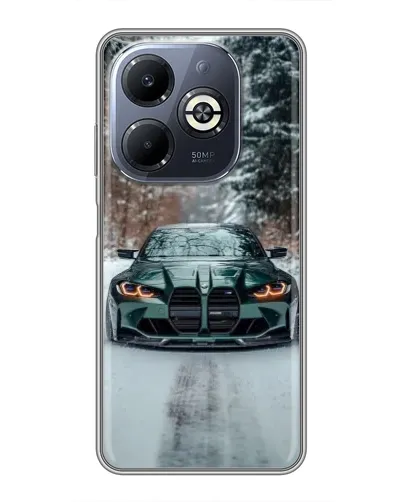 Чехол для Infinix Smart 8 Plus с картинкой «BMW в зимнем лесу»