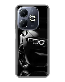 Чехол для Infinix Smart 8 Plus с картинкой «Черная BMW — профиль»