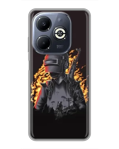 Чехол для Infinix Smart 8 Plus с картинкой «PUBG — огненный силуэт»