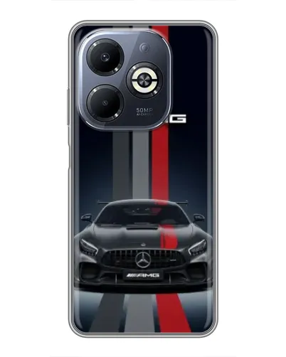 Чехол для Infinix Smart 8 Plus с картинкой «Mercedes — белый карбон»