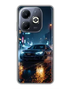 Чехол для Infinix Smart 8 Plus с картинкой «Ночной город и Audi»
