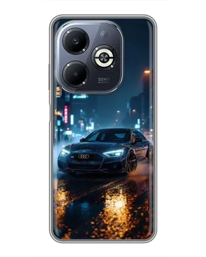 Чехол для Infinix Smart 8 Plus с картинкой «Ночной город и Audi» Чехол для Infinix Smart 8 Plus с картинкой «Ночной город и Audi»
