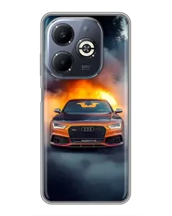 Чехол для Infinix Smart 8 Plus с картинкой «Audi в огненном дыму»