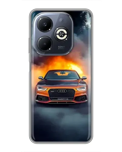 Чехол для Infinix Smart 8 Plus с картинкой «Audi в огненном дыму» Чехол для Infinix Smart 8 Plus с картинкой «Audi в огненном дыму»