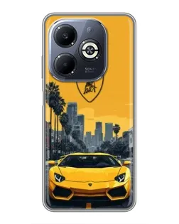 Чехол для Infinix Smart 8 Plus с картинкой «Желтый Lamborghini город»
